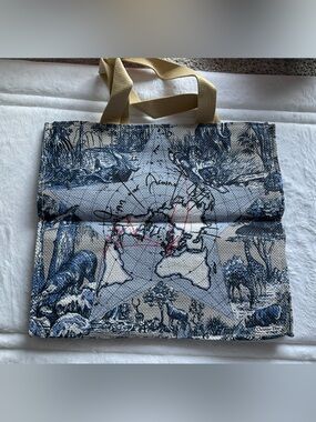 Dior Around The World GWP Canvas Tote with Tan Straps